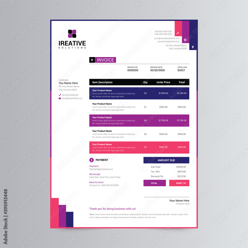 Clean And Professional Invoice Template Design Clean And Professional Invoice Template Design