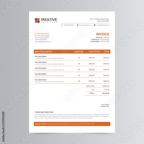 Clean And Professional Invoice Template Design