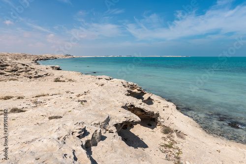 Beautiful rocky beach, Fuwairit Doha, Qatar. photo