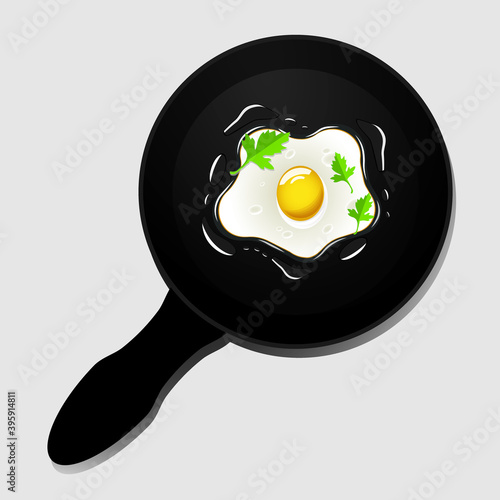 fried eggs in a frying pan