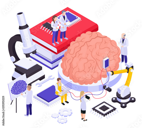 Brain Implants Isometric Composition 