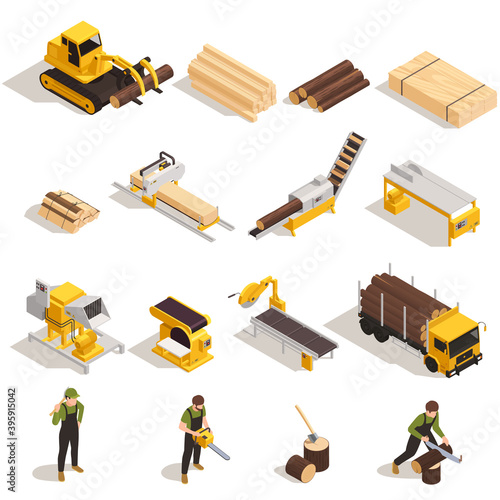 Lumberjack Isometric Icons Set photo