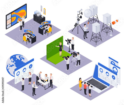 Meteorology Isometric Compositions Set