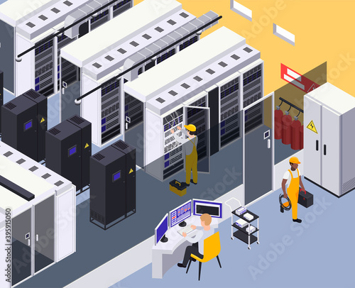 Data Center Isometric Composition 