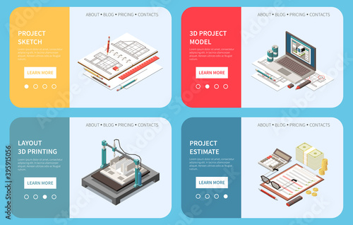 Isometric Architect Banners Set