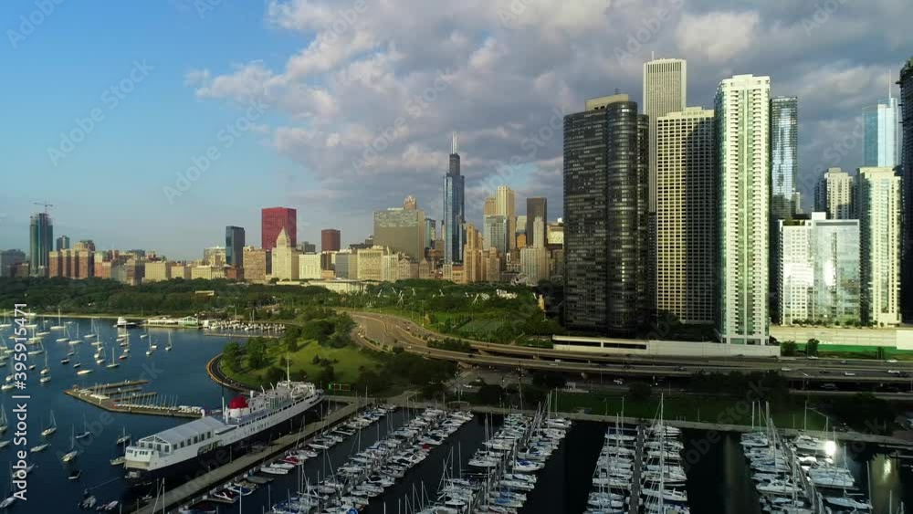 Scenic aerial waterfront view of downtown Chicago Scenic aerial waterfront view of downtown Chicago