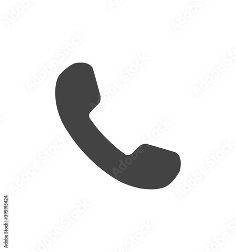 Black flat icon of phone tube isolated on white background