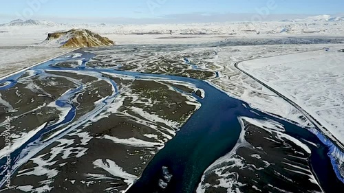 Wallpaper Mural Markarfljot - Fluss bei Seljalandsfoss von oben Torontodigital.ca