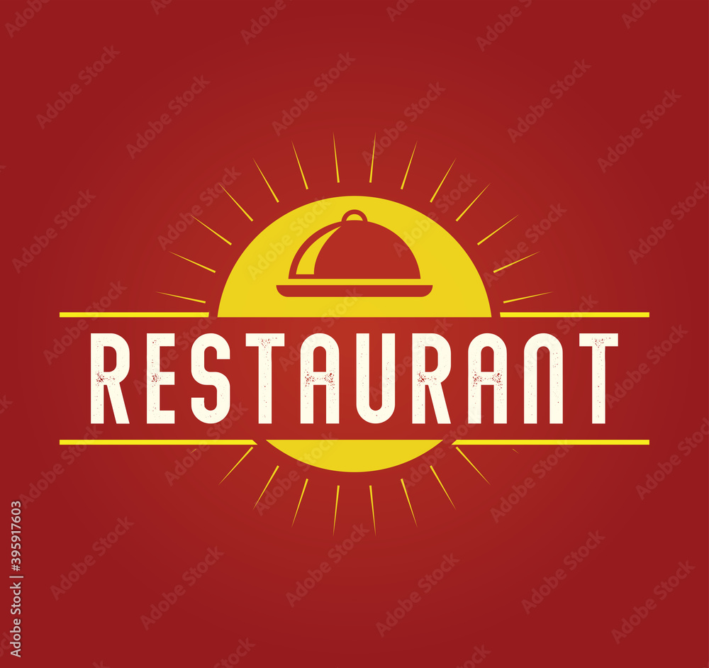 Restaurant cafe Logo food shop, meal plate Symbol, Badge Vector Vintage Style illustration
