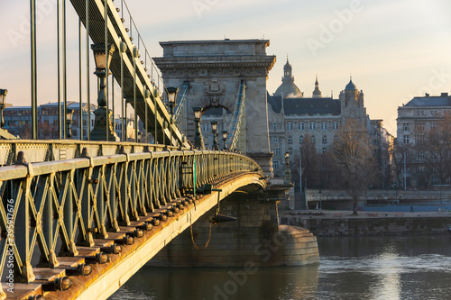 Photography Széchenyi Chain Bridge and area in Budapest