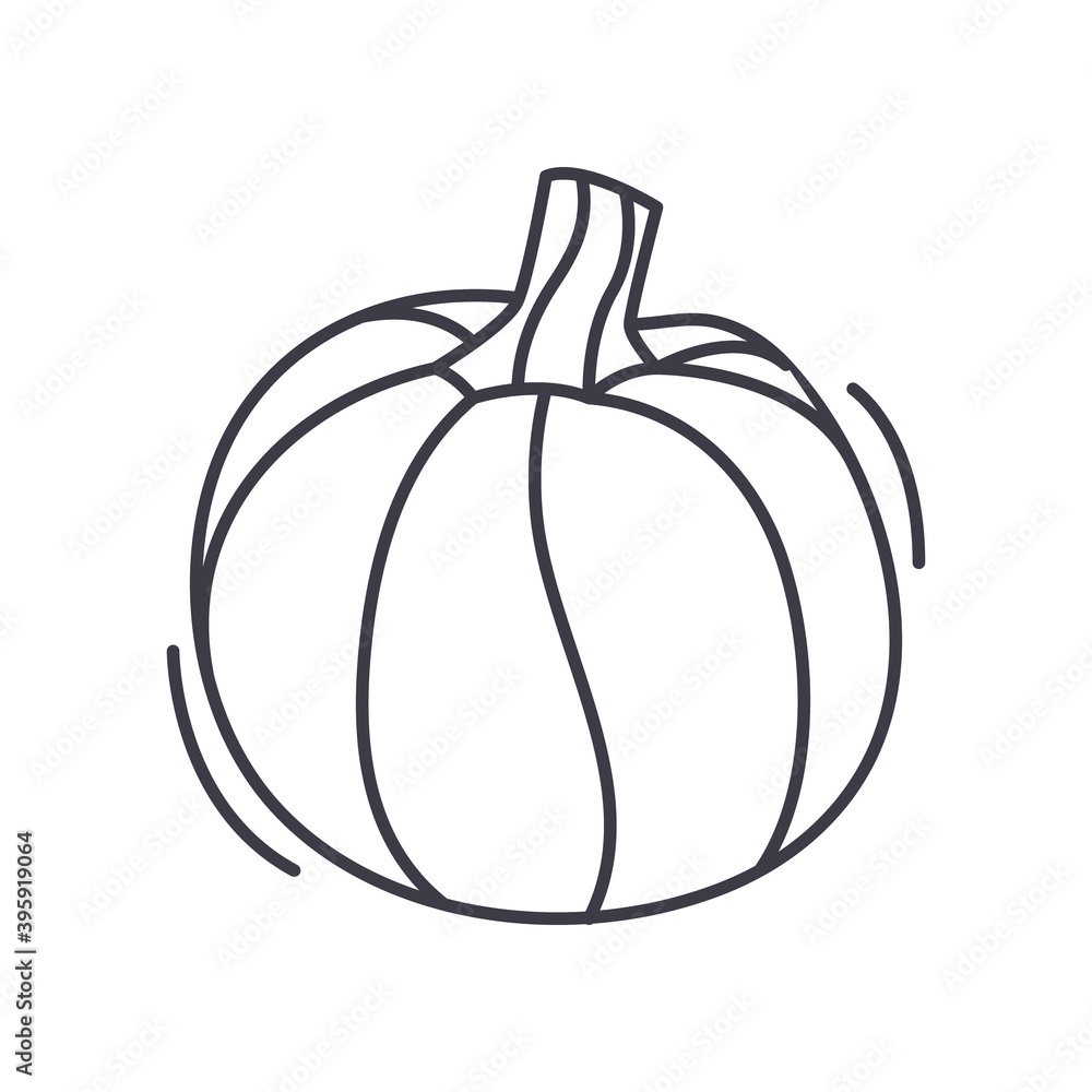 Fresh pumpkin icon, linear isolated illustration, thin line vector, web design sign, outline concept symbol with editable stroke on white background.