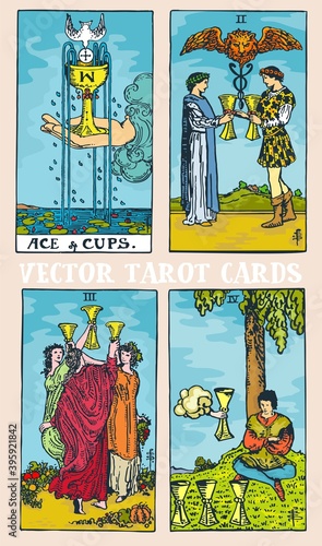 Tarot cards deck colorful vector illustration with magic and mystic graphic details 