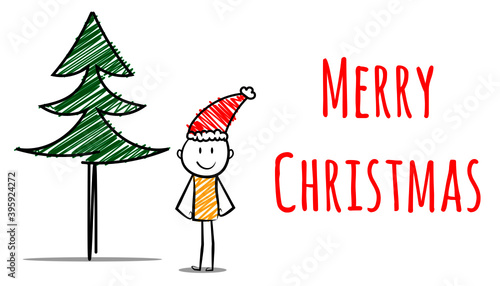 christmas day special. cartoon stickman standing with smile expression on face