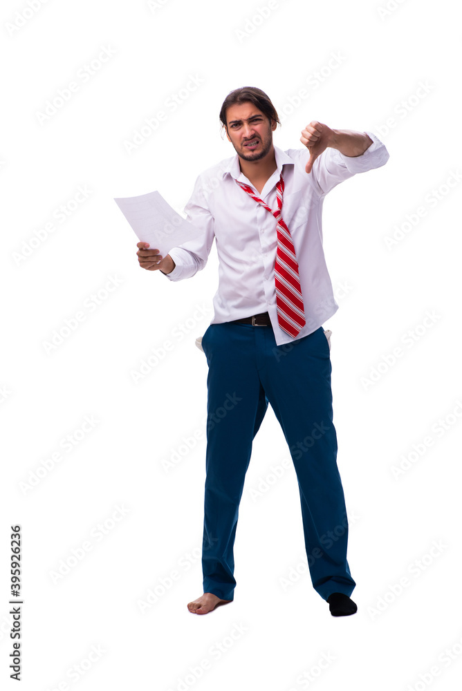 Young man with paper in unemployment concept Young man with paper in unemployment concept
