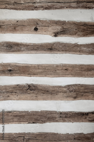 Historic log cabin interior wall