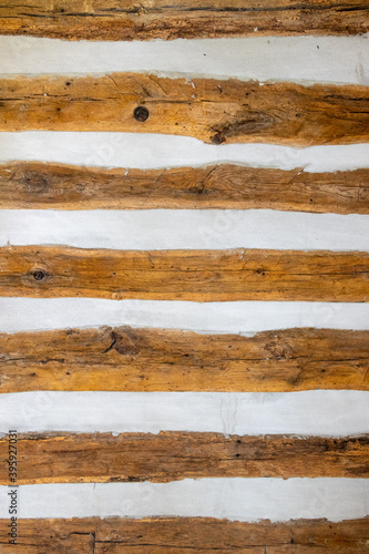 Historic log cabin interior wall