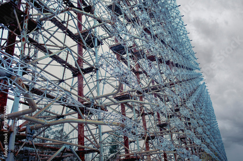 Chernobyl Exclusion Zone. Duga radar was a Soviet over-the-horizon OTH radar system used as part of the Soviet missile defense early-warning radar network. photo