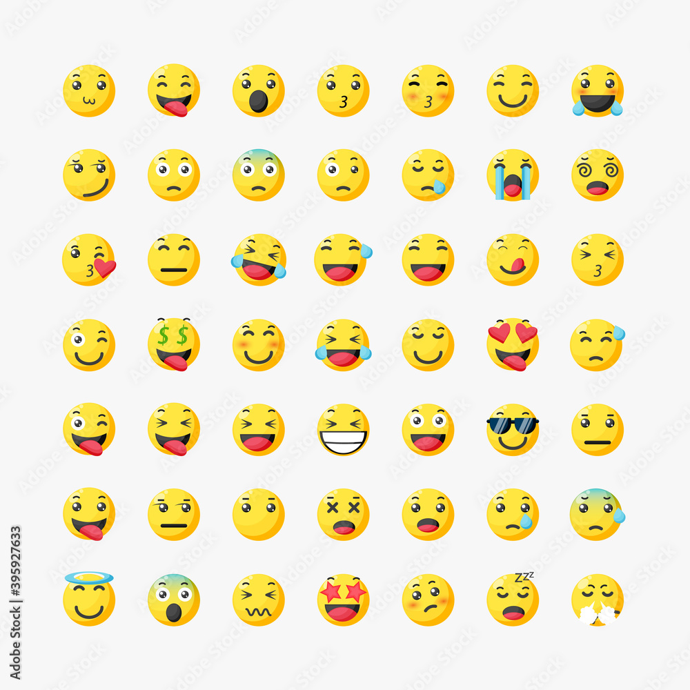 Emoticon cartoon emojis for social media set Emoticon cartoon emojis for social media set