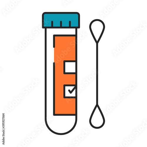 Laboratory tube with saliva test color line icon. Check on disease Coronavirus.
