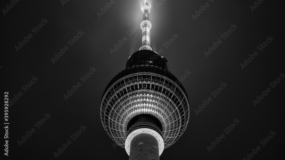 The Berlin TV tower in black and white