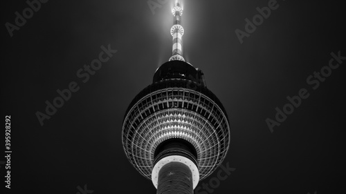 The Berlin TV tower in black and white