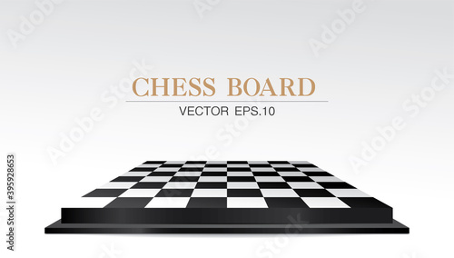 Chess board or checkered pattern floor 3D illustration vector.