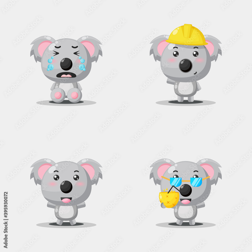 Cute pig mascot design set