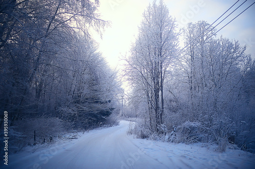 winter road abstract landscape, seasonal path december snow © kichigin19