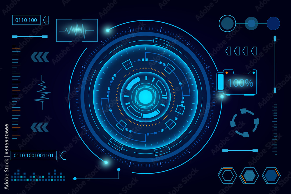 Sci fi futuristic user interface, HUD, Technology abstract background , Vector illustration.
Sci fi futuristic user interface, HUD, Technology abstract background , Vector illustration.
