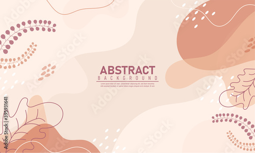 Abstract background shapes with decorative leaves and soft brown color
