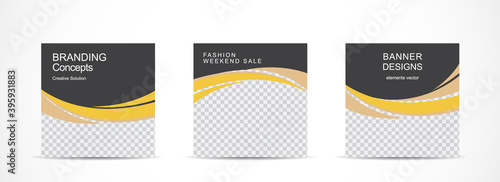 Set square banner template for social media post and web internet ads.vector illustrations.