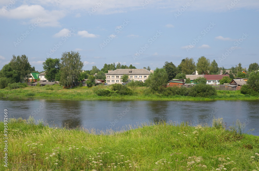 Obraz premium Selizharovo urban-type settlement and the Volga river in Tver region, Russia