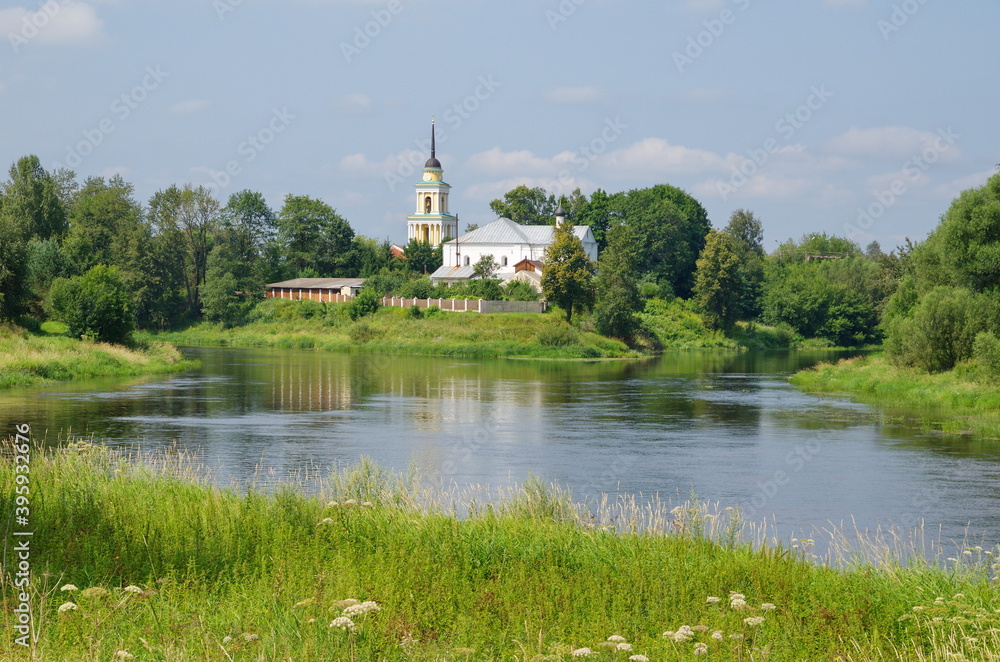 The confluence of the Volga river and the Selizharovka river in the small town of Selizharovo. Tver region, Russia