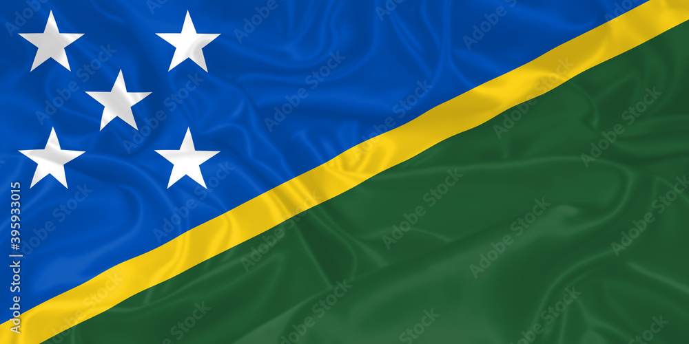Solomon Islands Flag waving. National flag of Solomon Islands with waves and wind. Official colors and proportion. Solomon Islands Country Flag