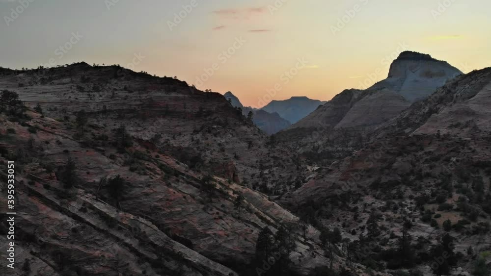Sunrise at the Red rock mountain landscape in Zion National Park, Utah Southwest US Sunrise at the Red rock mountain landscape in Zion National Park, Utah Southwest US