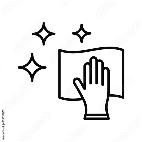 Cleaning with rag line icon. linear style sign for mobile concept and web design. Hand wiping with cloth icon on white background. color editable