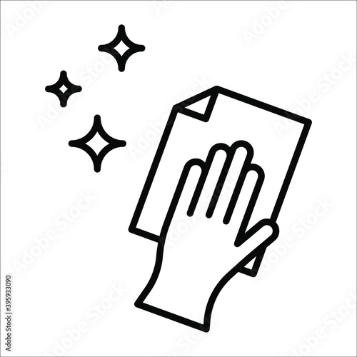 Cleaning with rag line icon. linear style sign for mobile concept and web design. Hand wiping with cloth icon on white background. color editable