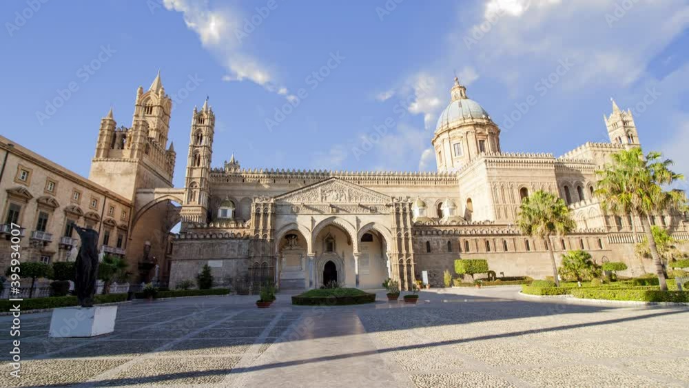 Time lapse of Palermo Cathedral in Palermo, Italy in a sunny summer cloudy day Time lapse of Palermo Cathedral in Palermo, Italy in a sunny summer cloudy day