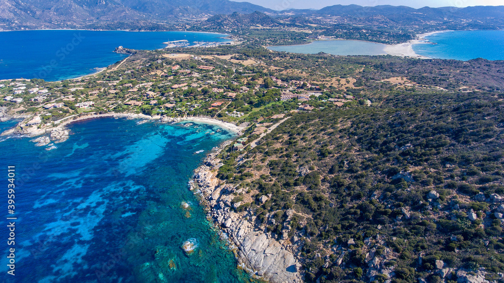 Obraz premium aerial view of Cala Caterina beach in Villasimius