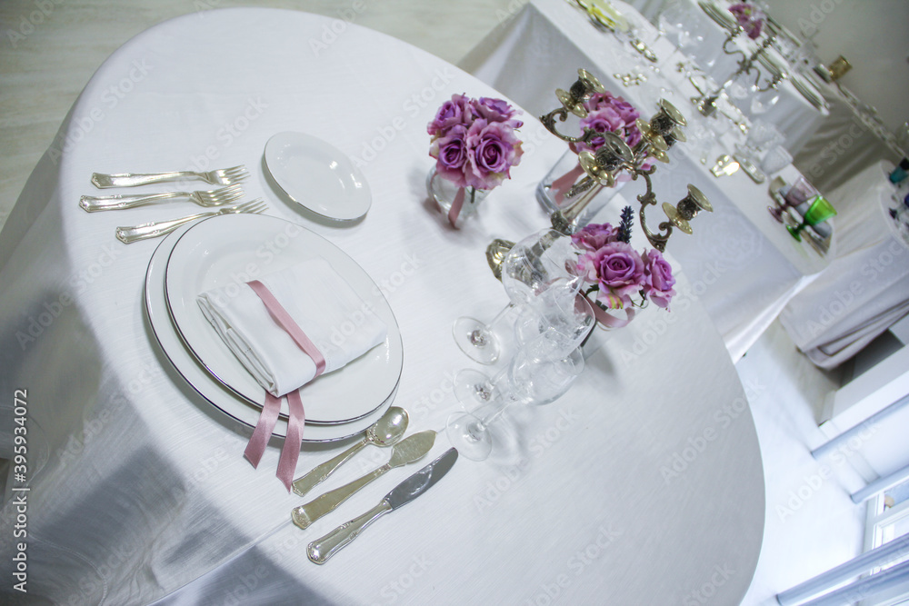details of a set table, classic and elegant style details of a set table, classic and elegant style