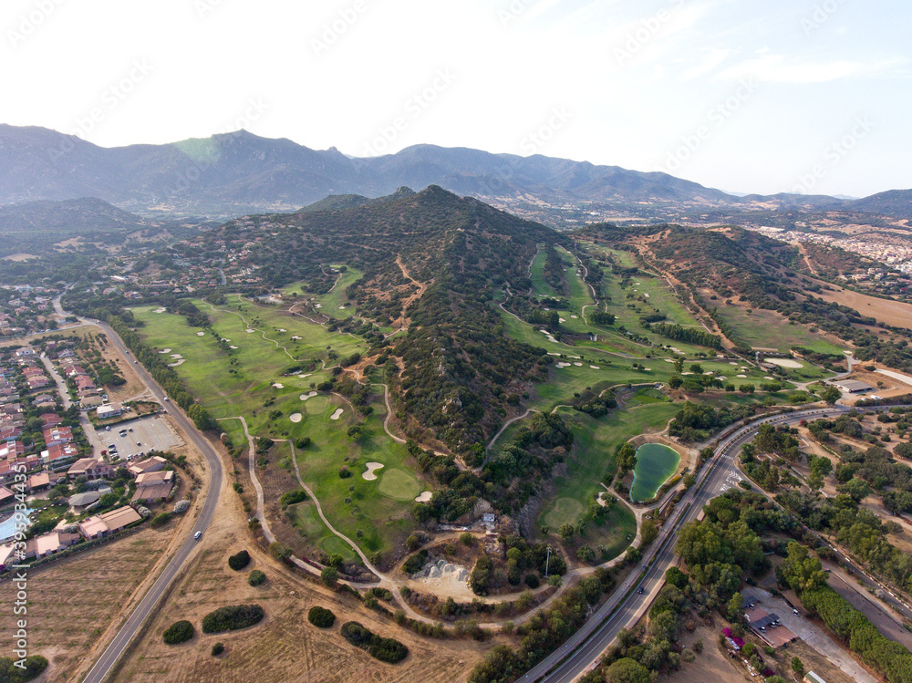 aerial view of the golf course in Villasimius