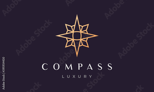 simple compass logo concept with modern and luxury style with gold color