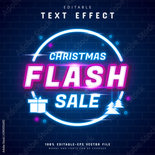 Christmas flash sale neon text effect