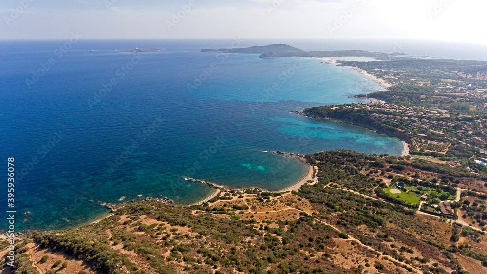 aerial view of Punta Molentis beach in Villasimius