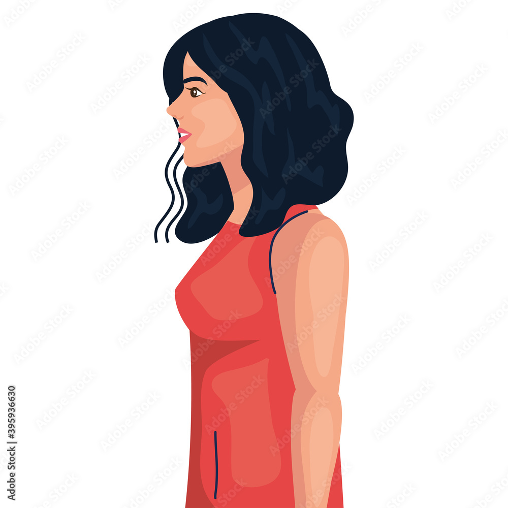 woman cartoon with black hair from side design, Girl female person people human and social media theme Vector illustration woman cartoon with black hair from side design, Girl female person people human and social media theme Vector illustration