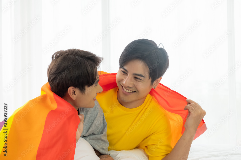 Selective Focus At Face Handsome Young Asian Gay Homosexual Couple