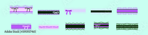 set of garter modern cartoon icon design template with various models. vector illustration isolated on blue background