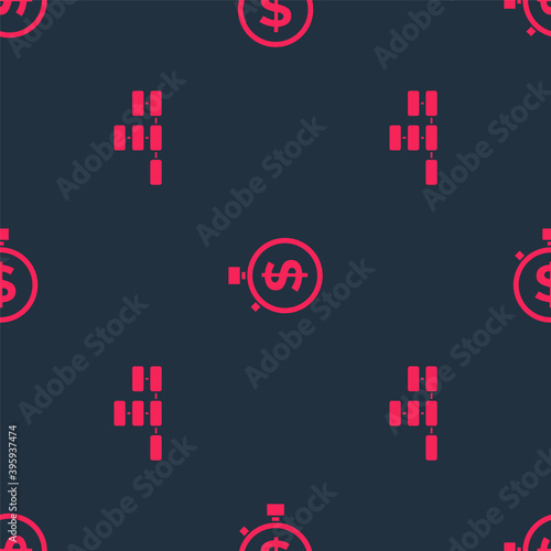 Set Site map and Time is money on seamless pattern. Vector.