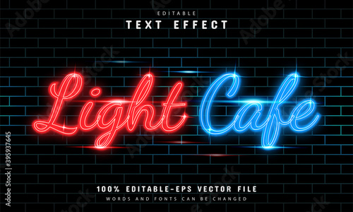 Light cafe text effect neon style