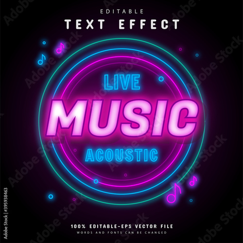 Live music acoustic neon text effect